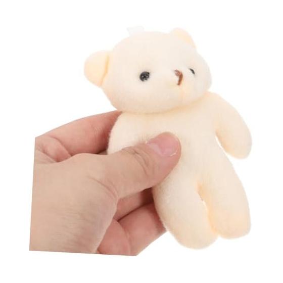 EXCEART Mini Bear Plush Small Bears 10pcs Mini Animal Decorations Bear Hanging Ornament Keychain for Kids Small Cloth Cute Handmade Beige