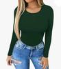 European Fashion Sexy Long Sleeve Bodysuit with Leggings - Solid Color, Round Neck, Perfect for Nightclubs and Home, Autumn/Spring Wear