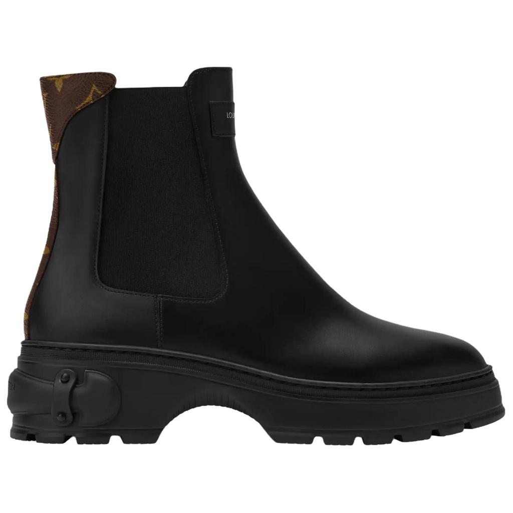 Louis Vuitton Squad Cow Leather Short Chelsea Boots Women's Black 1AICWP