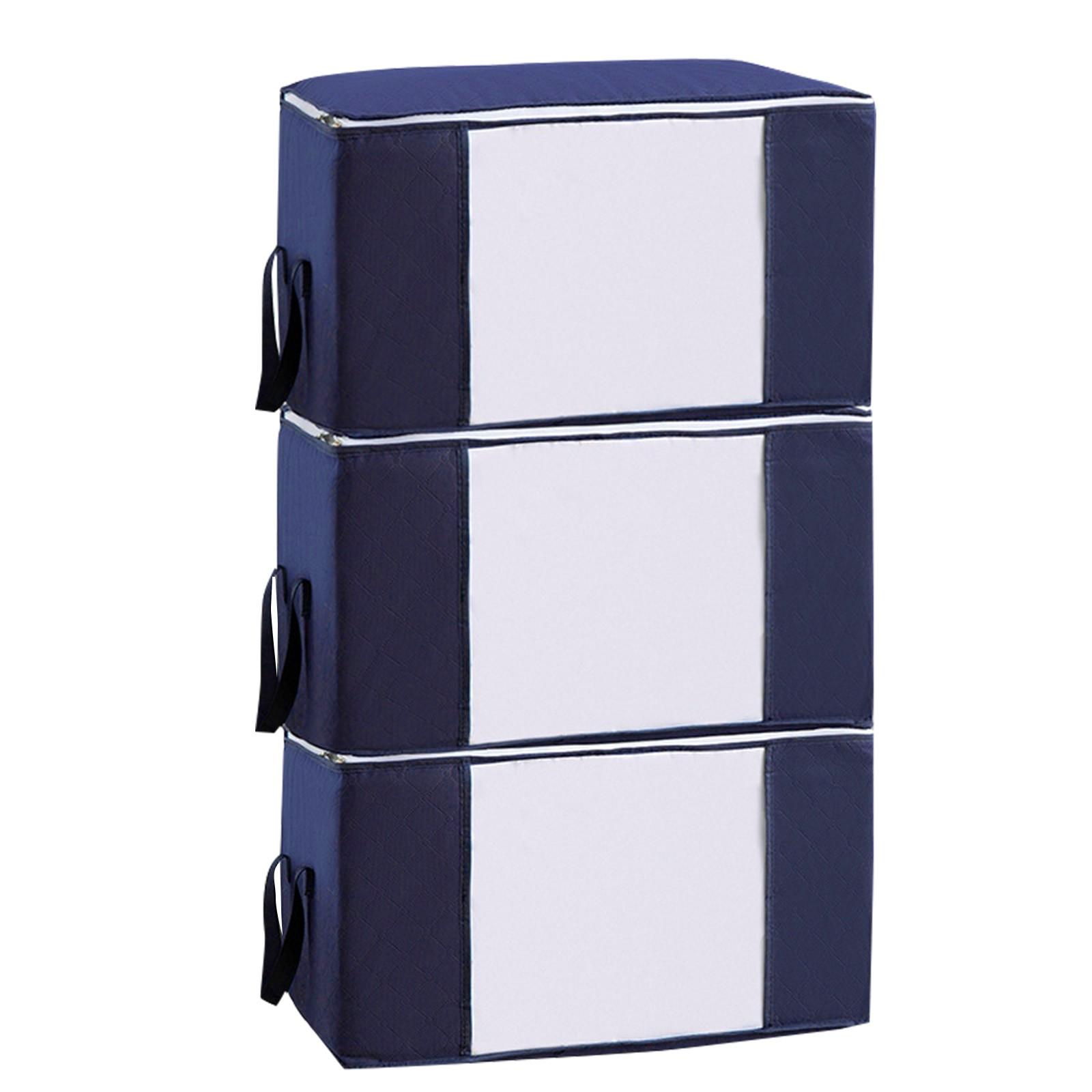 

(SU)3 шт., утолщенный новый материал, нетканое одеяло, сумка для хранения одежды, сумка для отделки одежды D тёмно-синий