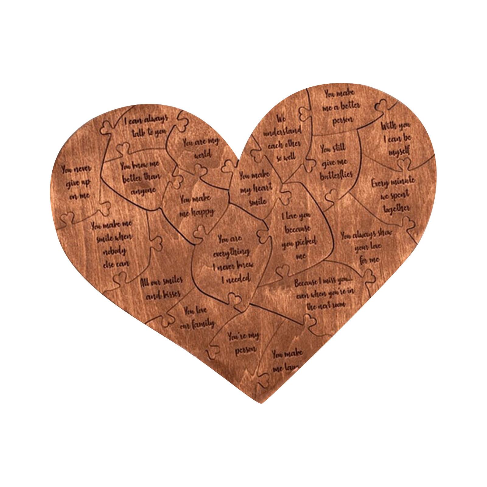 Wooden Heart Puzzle, 20 Reasons Why I Love You Puzzle, Unique Valentine s Day Gifts For Boyfriend, Girlfriend, Wife & Husband коричневый