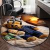 1pc Anime Design Round Carpet - Cute Teddy Bear and Bunny Print Chair Mat for Office, Home Decor, Living Room, Bedroom, Game Room Decoration.K003