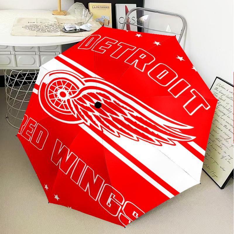 Detroit Red Wings Crest Umbrella Folding Umbrella, Automatic Umbrella 8-Frame for Travel, Camping Use Gift for Halloween Christmas