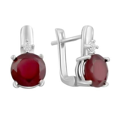 Silver Earrings with Natural Ruby ​​5.438ct, Cubic Zirconia (2096191)