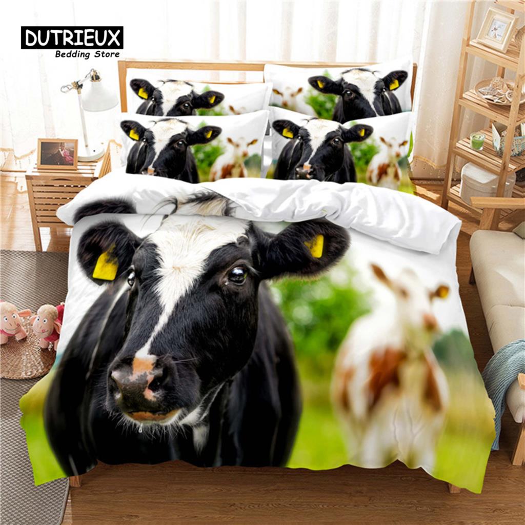 Blue Sky Cow Duvet Cover Set, Fashion Bedding Set, Soft Comfortable Breathable Duvet Cover, For Bedroom Guest Room Decor