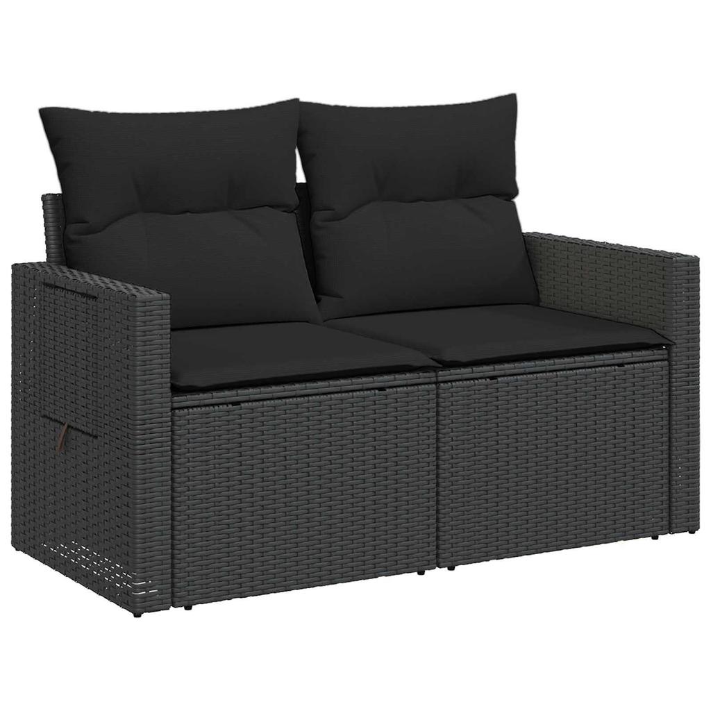 Sofa Set 6 Pieces Black Poly Rattan and Steel