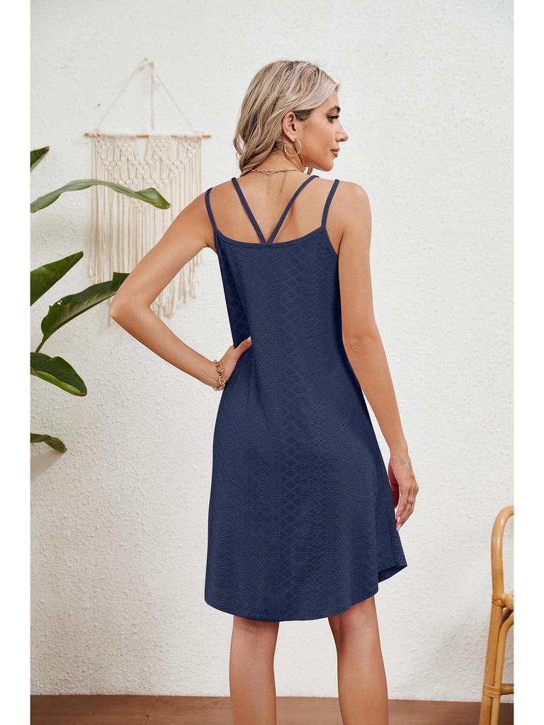 2024 Summer Solid Color Spaghetti Strap Sleeveless Dress
