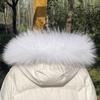 Raccoon Fur Collar Natural Fur Collar Winter Women Scarves Winter Female Gray Fur Collar Shawl Long Warm Genuine Fur Scarf