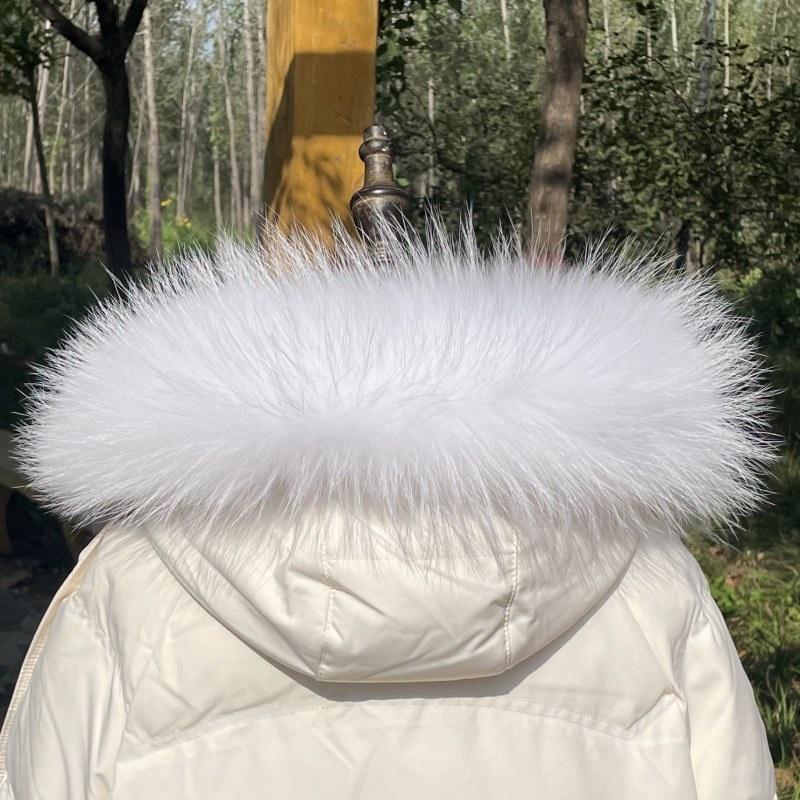 Raccoon Fur Collar Natural Fur Collar Winter Women Scarves Winter Female Gray Fur Collar Shawl Long Warm Genuine Fur Scarf