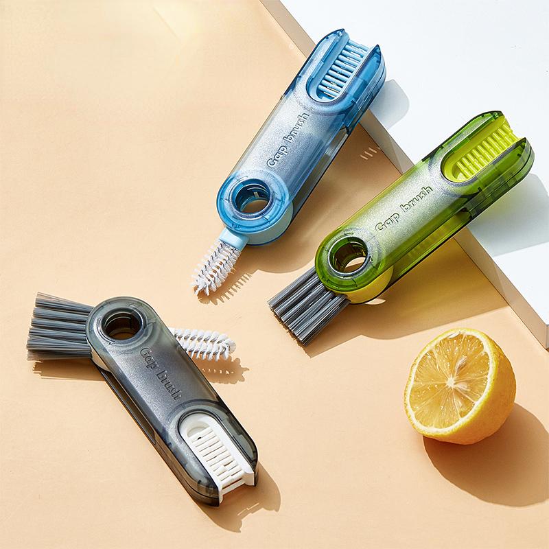 3 In 1 Multi-functional Cleaning Brush Bottle Cleaner Brush Household Rotated U-shaped Cup Mouth Brush Groove Cleaning Tools