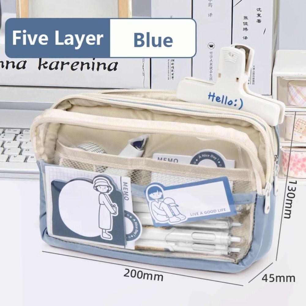 PU Leather+PVC Pencil Case Large Capacity Stationery Bag Stationery Organizer  School Office