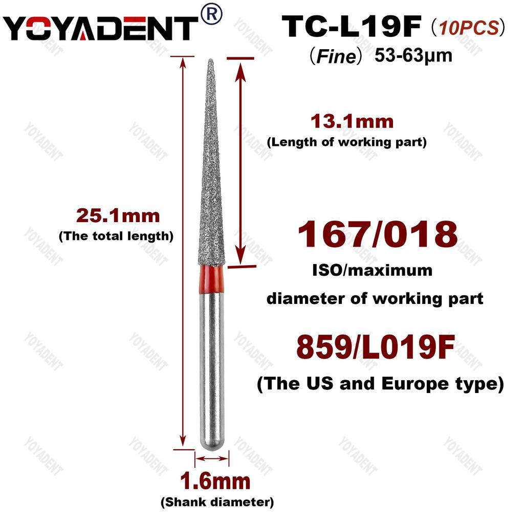 10Pcs/Pack Dental Diamond Burs Polishing Material SR TC Type Dia.1.6mm For High Speed Handpiece Teeth Whitening