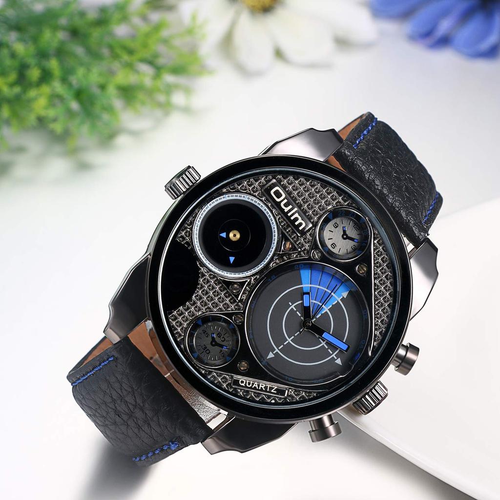 JEWELRYWE Armbanduhr mit Lederband, beliebt, wasserdicht, analog, cool, Quarz, Business, lässig, modisches Accessoire, Geburtstag, Weihnachtsgeschenk, blau, Herren