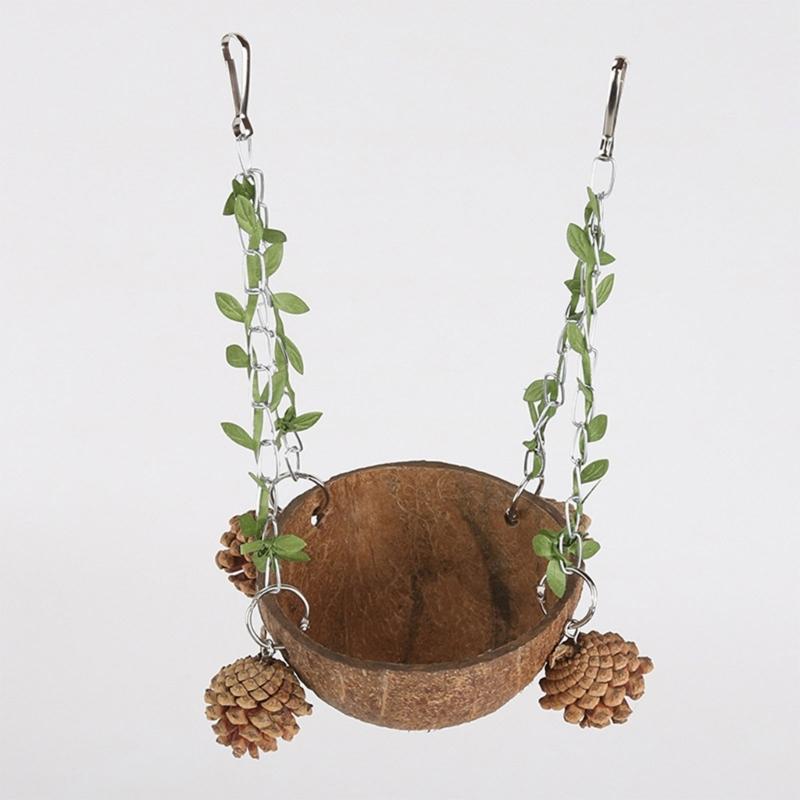 Hanging Bird House For Cage Bird Swing Toy With Chewing Toy Coconut Bird Nest Breeding Nesting Parrots Hanging Bed