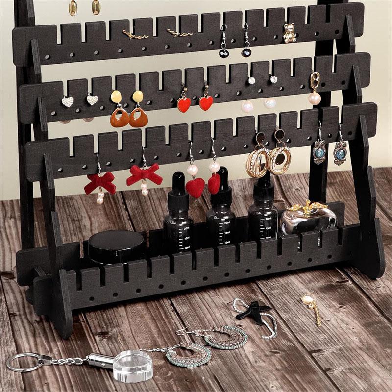 Mehrschichtiger Holz-Ohrringständer Halter Hohe Kapazität Schmuckaufbewahrung Organizer Ausstellungsständer für Zuhause Wohnzimmer Schlafzimmer