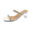 2025 summer new feng shui diamond one-word slippers large size crystal thick heel square head cool slippers