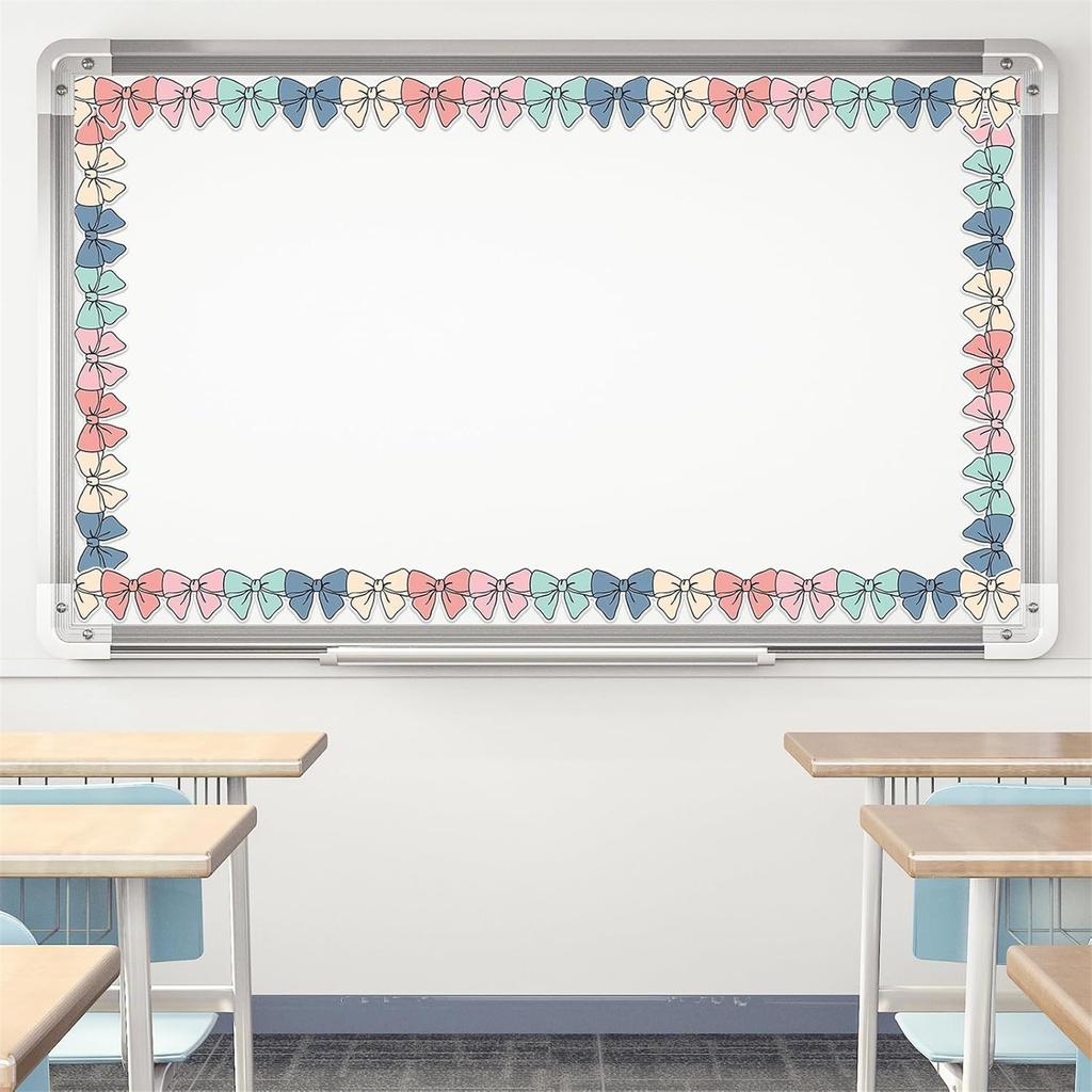 10m Colorful Bows Bulletin Board Border Decorative Classroom Border Adhesive Bulletin Board Trim Sticker for School
