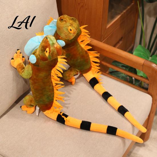 Realistisches Reptil Plüschtier Leguan Plüschtier 80cm Lebensechtes Eidechsen Stofftier mit Weichem Plüschfell Langer Schwanz Dekoration Neuheit Schreibtisch Dekoration Sammlerstück