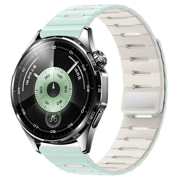Horizontal Stripes Two Color Magnetic Silicone Watch Band 22mm Replacement Sport Strap
