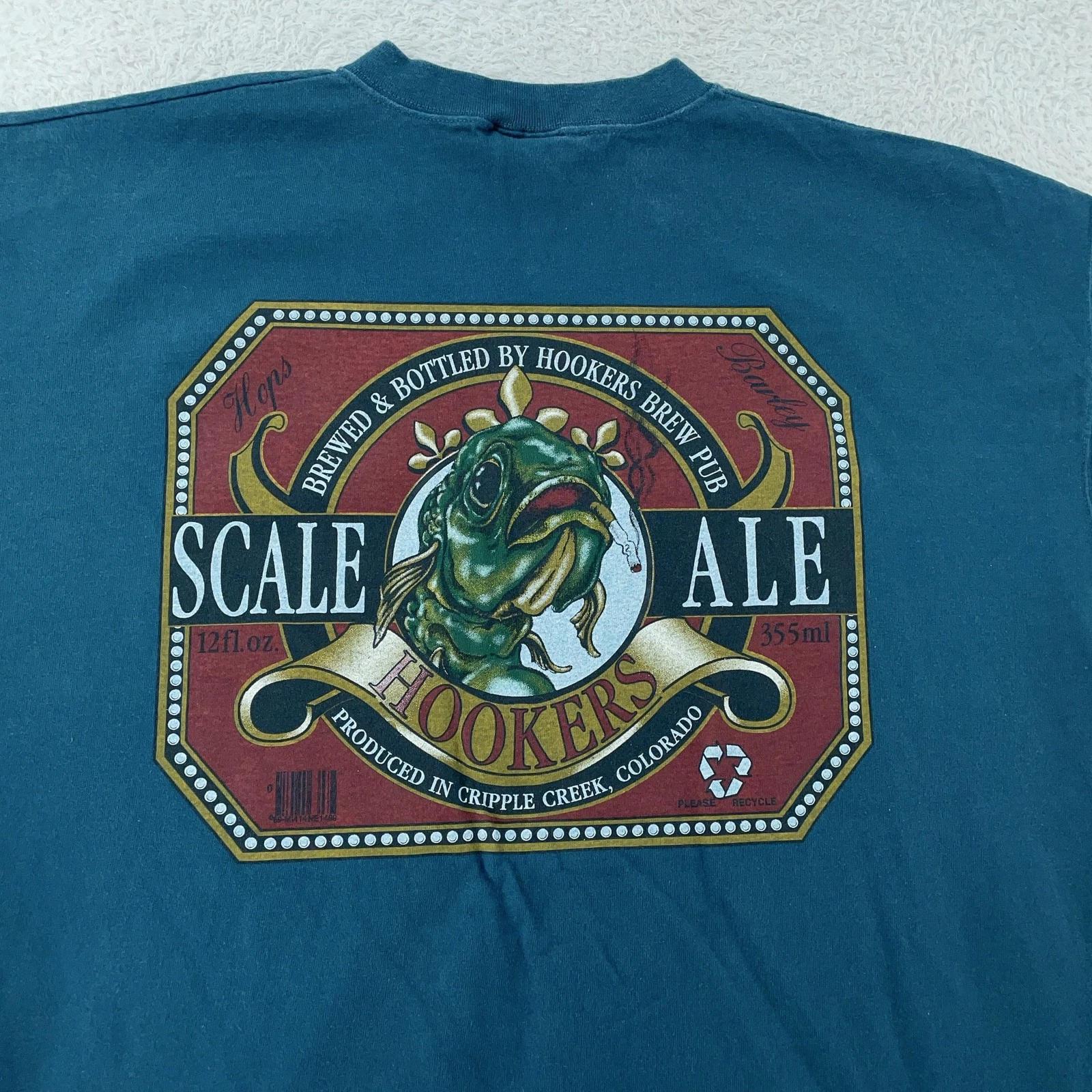 

Vintage Hookers Scale Ale Beer T-Shirt XL Cripple Creek Colorado Brew Pub Tee 2XL