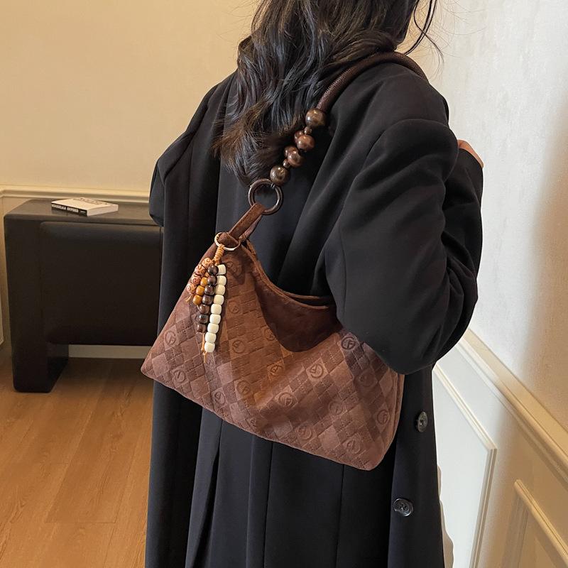 Premium retro underarm bag women's 2025 new trendy fashion suede shoulder bag large capacity tote bag