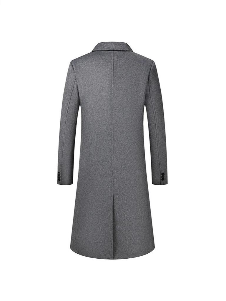 European Size Men's Long Wool Over-the-Knee Coat, Autumn/Winter
