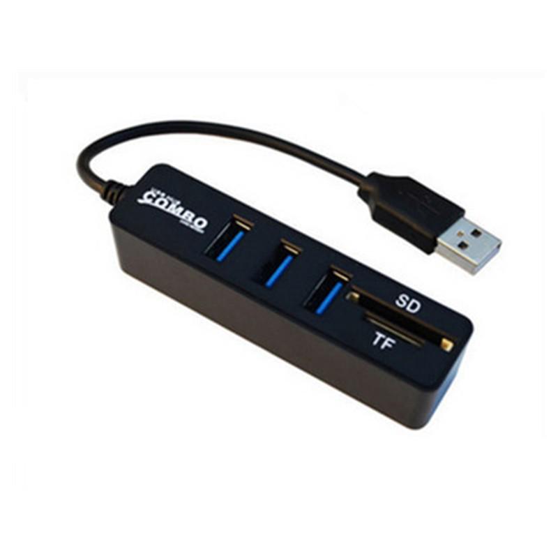 Power Strip with 3 USB Ports, 2.0 Hub, Cable Hub, and All-in-One TF/SD Card Reader Splitter