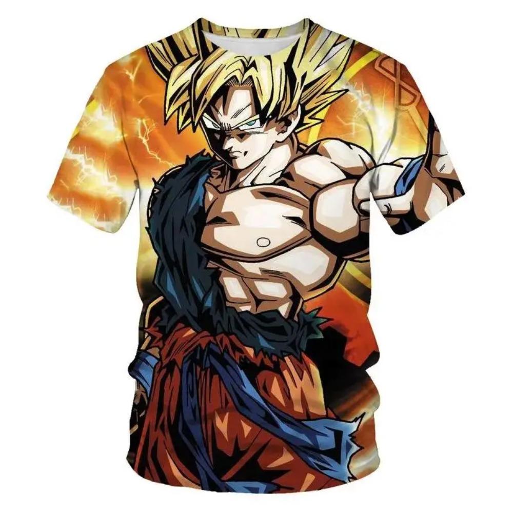 Children's Anime Dragon Ball 3D Digital Print Boy Street Trend Round Neck Short Sleeved T-shirt