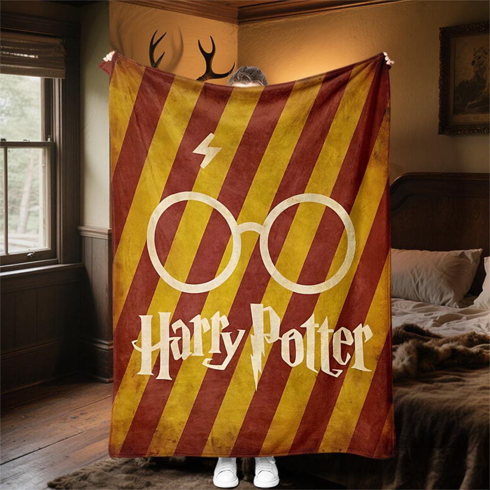 1pc Harry Potter glasses lightning bolt Outdoor Flannel Throw Blanket All Season Soft Warmth,Home Decor 1031104