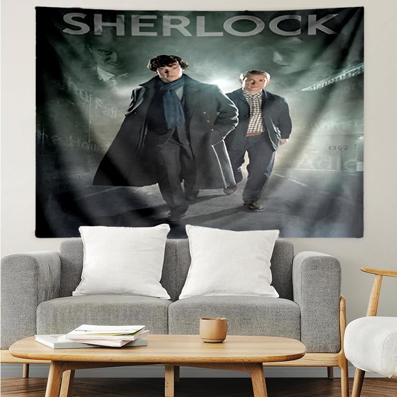 Sherlock Print Tapestry, Backdrop, Easy Setup, Ideal for Bedroom, Office & Living Room, with Aesthetic Wall Hanging Decor.