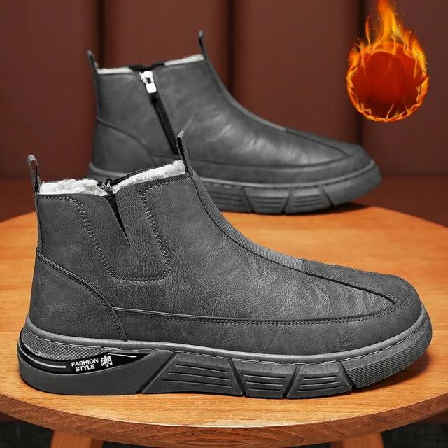 2025 Winter New Men's Boots Plush Warm Casual Men's Shoes Waterproof Sports Non Slip Snow Boots Cold Proof Outdoor Boots
