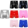 Pánské šortky mokrého vzhledu z lakované kůže Bulge Pouch Boxerky Šortky Elastický pas Krátké kalhoty Clubwear Oblečení Rave Party