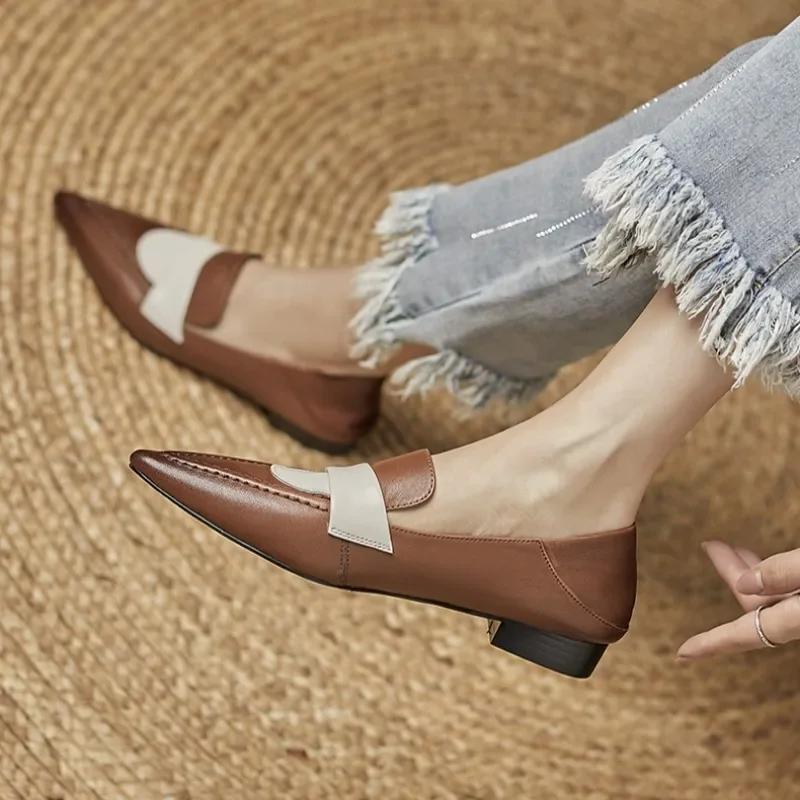 Women Flat Shoes Pointed Toe Low-heeled Loafers Fashion Designer Trendy New Soft-soled Elegant Dress High-heeled Shoes
