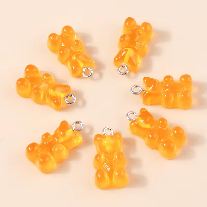 10pcs 22X11mm Candy Color Gummy Mini Bear Charms for Making Cute Earrings Pendant Necklace DIY Creative Jewelry Finding