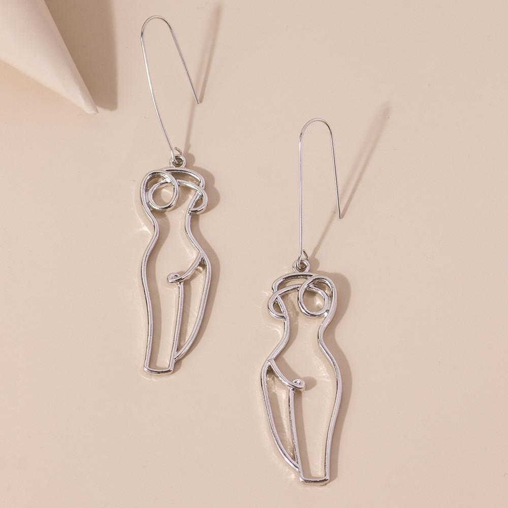 Face Alloy Unique Outline Drop Earrings For Women 2021 Summer Collection