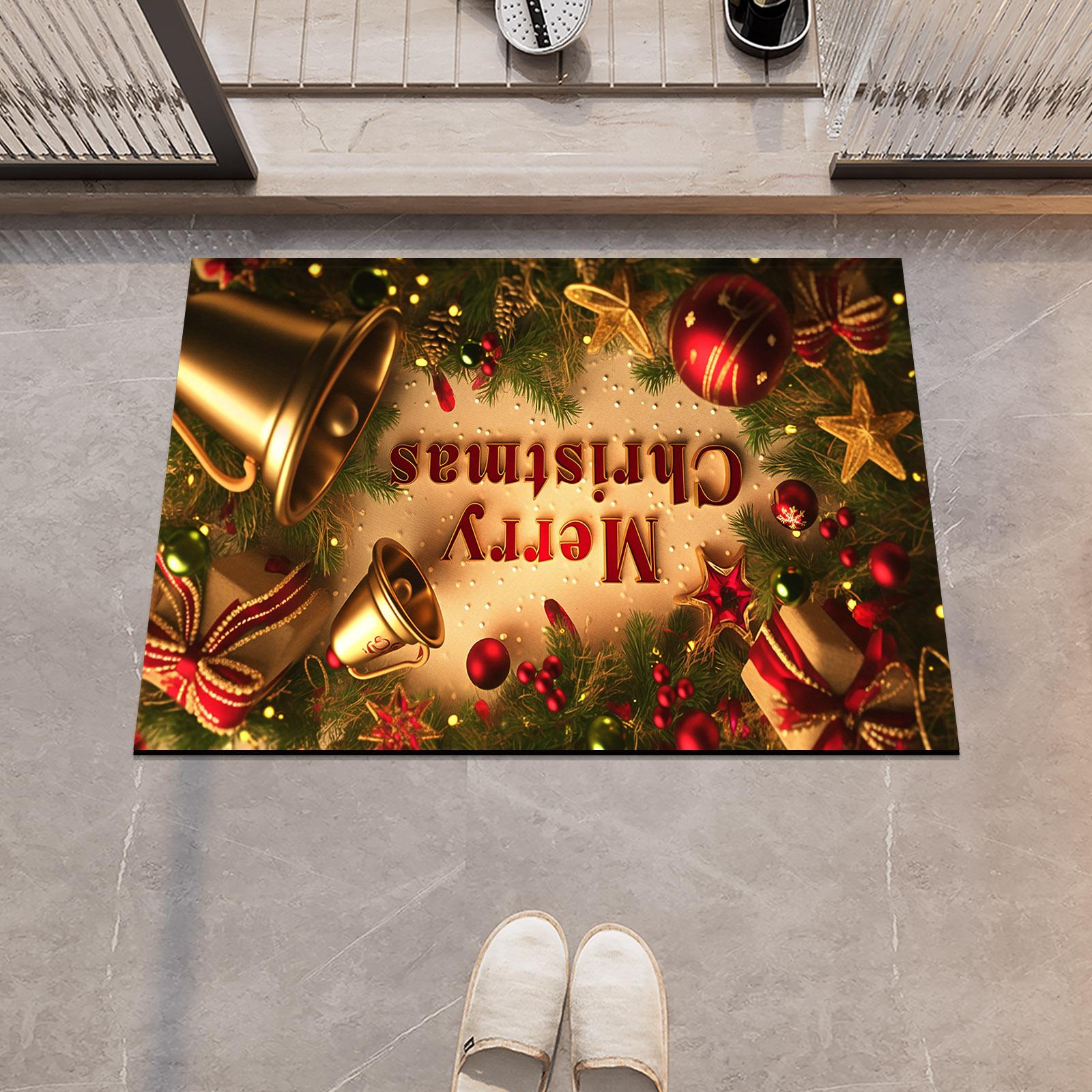 

Счастливого Рождества Коврики для ванной Впитывающий коврик для душа Быстросохнущий Противоскользящий коврик для ванны Коврик для туалета Придверные коврики Моющиеся 40cmx60cm