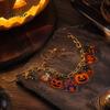 Acrylic Pumpkin Wrist Jewelry Halloween Charm Bracelets for Women, Cute Spooky Cat Ghost Castle Pendant Holiday Costume Accessory Bracelet, Adjustable