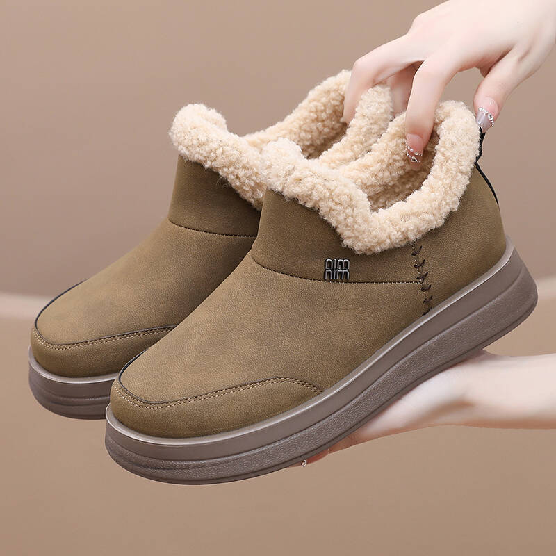 Snow Boots Women's Autumn and Winter Velvet Women's Shoes Cotton Shoes Women's One-pedal Platform Mother Shoes Fashionable Heightening Shoes