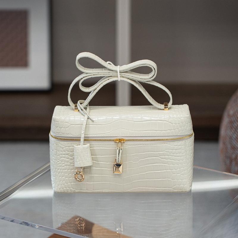 Neue Damentasche aus echtem Leder, Krokodilmuster Rindsleder Lunchbox-Tasche, Mini-Quadratische Tasche, Damen-Umhängetasche zum Tragen über einer Schulter