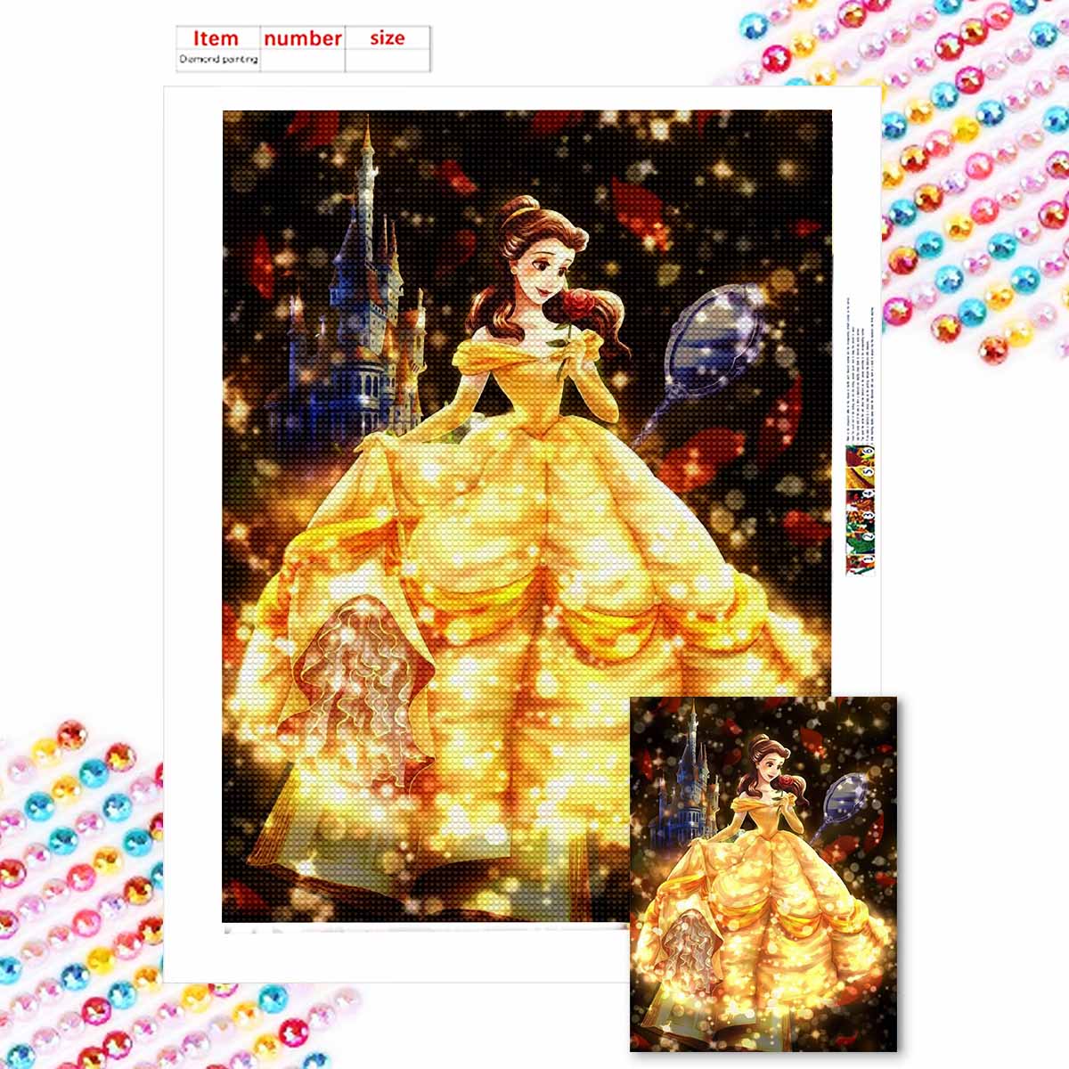 

Полная круглая алмазная живопись Аниме Красивая принцесса Искусство Стразы Картина Мозаика Сделай сам 5D Вышивка крестом Вышивка Домашнее украшение Round 50x70cm