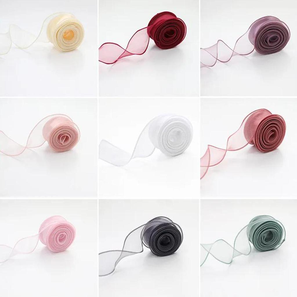 1 st 9m/rol Chiffon Zijden Lint Organza Satijn voor DIY Craft Cadeauverpakking Decoratie Bruidsboeketten Krans Naaibenodigdheden