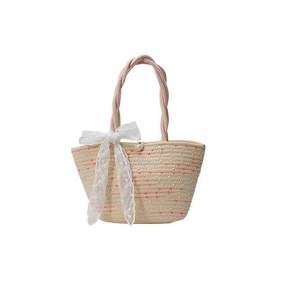 Shoulder Bag Woven Tote Bag Korean Style Summer Beach Bag Simple Pink Tote Handbag  Storage