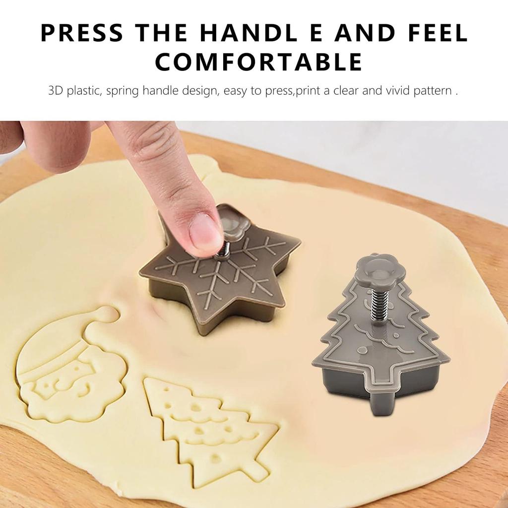 4-Piece Christmas Cookie Baking Mold Set with Snowman, Snowflake, Christmas Tree, and Santa Claus Designs