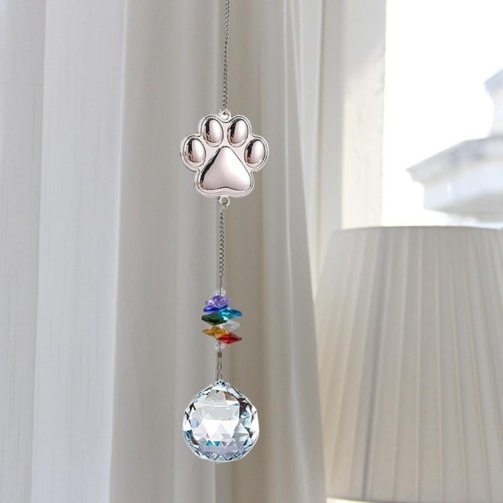 Hanging Dog Paws Print Pendant Transparent Exquisite Crystal Window Decoration Handmade Sun Catchers Courtyard