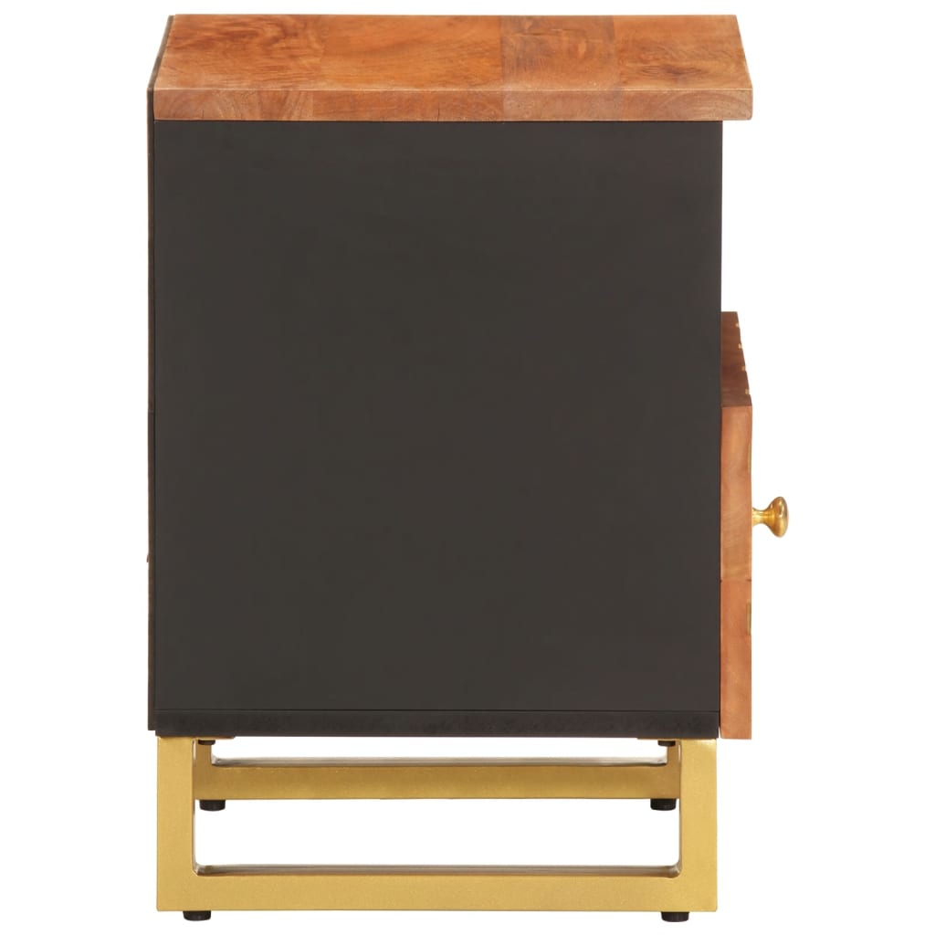 Nightstand in Brown and Black Solid Mango Wood