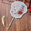 Neo-Classical Embroidered Hanfu Tassel Fan with Long Handle