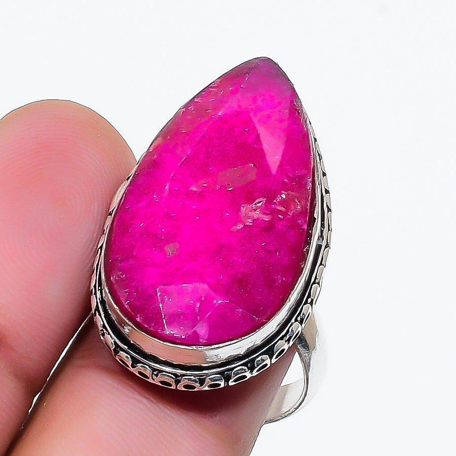 Natural Ruby(Simulated) Gemstone 925 Sterling Silver Jewelry Ring Size 8 AR-17810