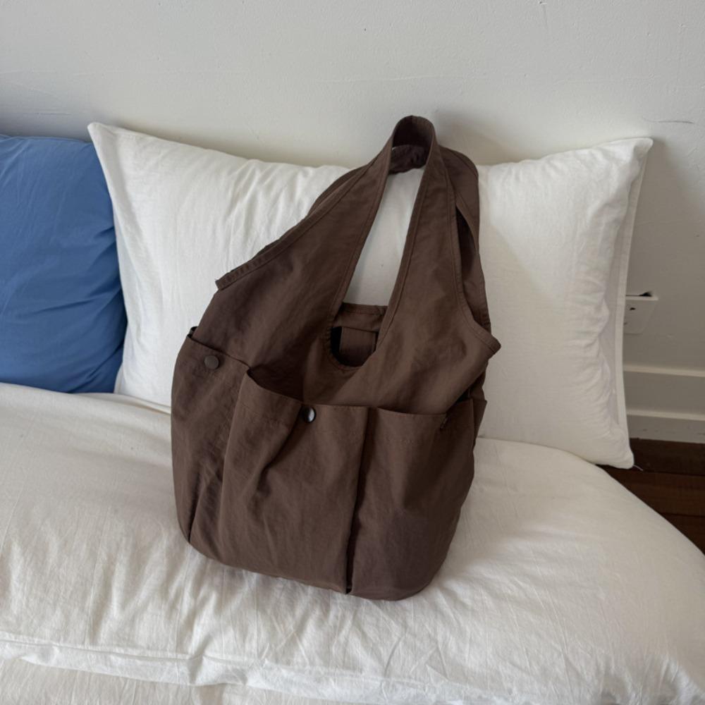 

Быстросохнущая нейлоновая наплечная сумка большой вместимости, многокарманная сумка-тоут, повседневная спортивная сумка-тоут, для путешествий коричневый