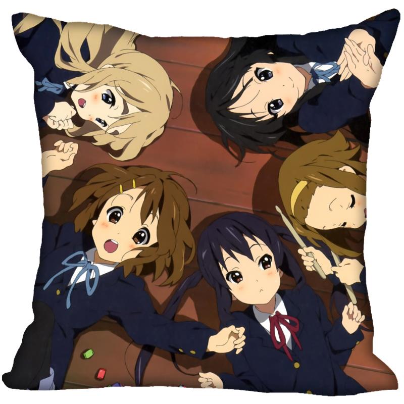 New Arrival K-ON! Anime Girl Pillow Case For Home Decorative Pillows Cover Square Zippered Satin Fabric PillowCases 40X40,45X45