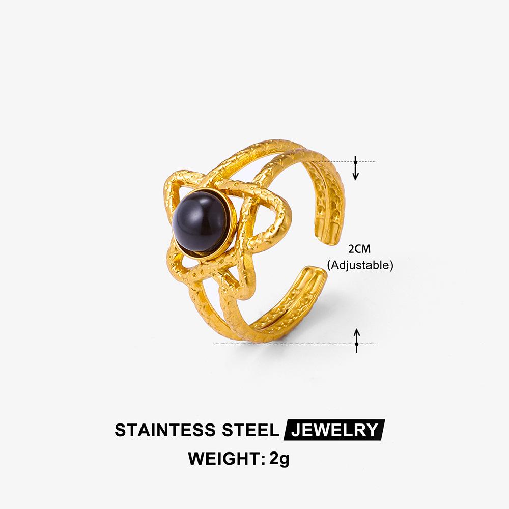 Middle East Titanium Steel Ring Female Turquoise Geometric Non-Fading Stainless Steel Ring